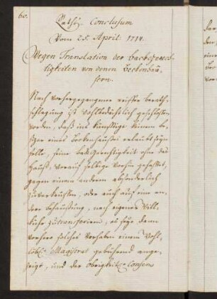 60-61, Rath-Conclusum vom 25. April 1714.