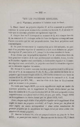 SUR LES POLYÈDRES RÉGULIERS.