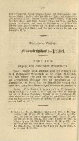 Siebzehnter Abschnitt. Landwirthschafts-Polizei