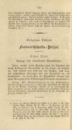 Siebzehnter Abschnitt. Landwirthschafts-Polizei