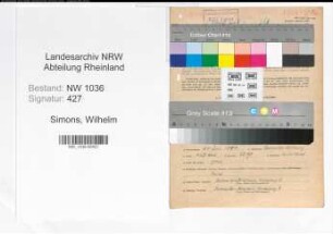 Entnazifizierung Wilhelm Simons , geb. 24.07.1894 (Kaufmaennischer Angestellter)