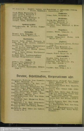 Vereine, Gesellschaften, Korporationen usw.