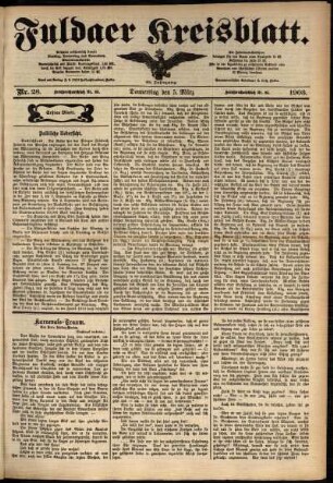 Erste Ausgabe vom Donnerstag, den 05. März 1903.