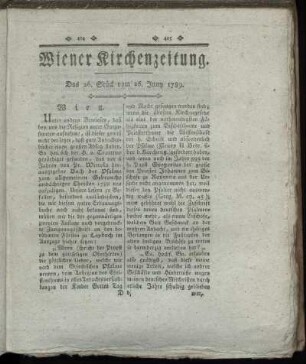 Das 26. Stück vom 26. Juny 1789.