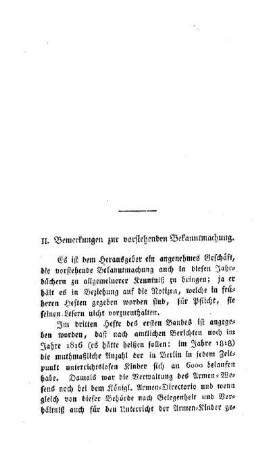 II, Bemerkungen zu vorstehender Bekanntmachung