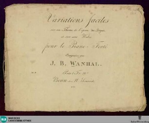 Variations faciles sur un Thème de l'opera: der Lügner, et sur une Walze pour le Piano-Forté : No. III