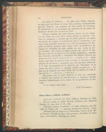 Otros libros y folletos recibidos