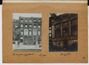 Wohnhaus High Street, London-Kensington. Percy House, London: Ansichten (aus: Skizzen- und Fotoalbum 26)