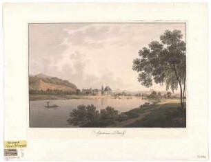 Ansicht von Pillnitz von Norden gesehen, Kupferstich, um 1800 : Ansicht von Pillnitz / nach der Natur gez. v. Andreas Balzer. - Dresden , [um 1800]. - 1 Kunstbl. : kolor. Kupferst. ; 37 x 25 cm