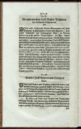 Tit. II. Wie und mit was Hoff-Richter Urtheilern das Hoffgericht besetzt werden soll