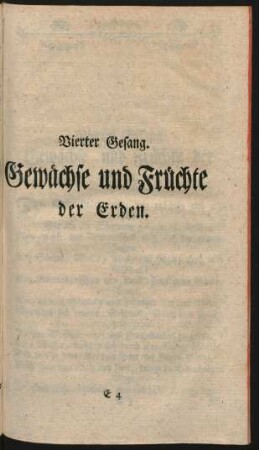 Vierter Gesang. Gewächse und Früchte der Erden