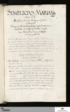 [Gabriel Bucelin]: Simplicius Marianus