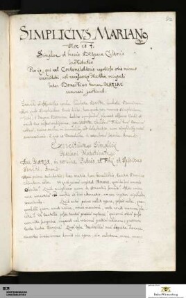 [Gabriel Bucelin]: Simplicius Marianus