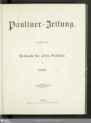11.1899: Pauliner-Zeitung : Mitteilungen des Verbandes der Alten Pauliner