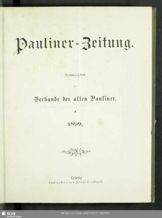 11.1899: Pauliner-Zeitung : Mitteilungen des Verbandes der Alten Pauliner