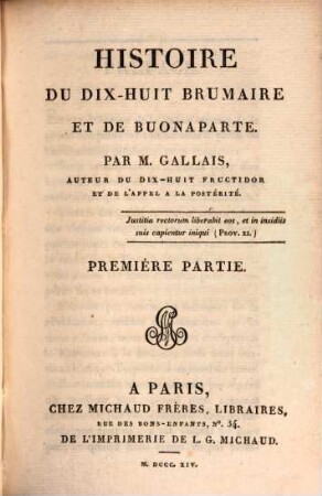 Histoire du dix-huit Brumaire et de Buonaparte, 1