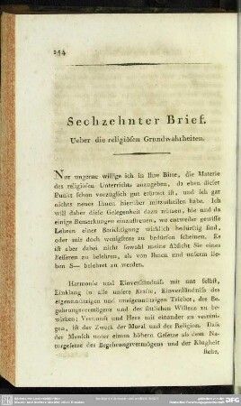 Sechzehnter Brief. Ueber die religiösen Grundwahrheiten