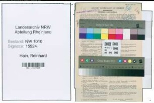 Entnazifizierung Reinhard Hain , geb. 23.07.1905 (Buchhalter)