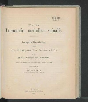 Ueber Commotio medullae spinalis.