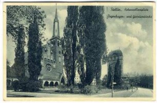 Stettin, Hohenzollernplatz. Bugenhagen- und Garnisonskirche