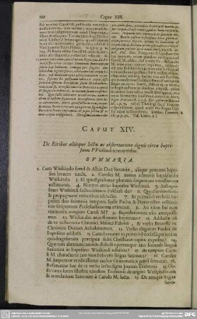 Caput XIV. De Ritibus aliisque lectu ac observatione dignis circa baptismum Witikindi occurrentibus