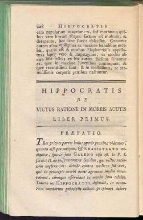 Hippocratis De Victus Ratione in Morbis Acutis