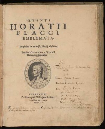 Qvinti Horatii Flacci Emblemata : Imaginibus in es incisis, Notisquez illustrata.