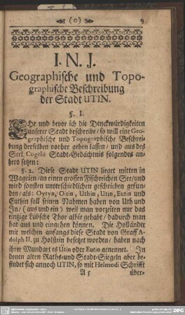 Geographische und Topographische Beschreibung der Stadt Utin
