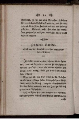 Zweytes Capitel. Erklärung der Krankheit und ihrer wahrscheinlichen Ursachen.