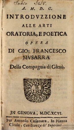Introduzzione alle Arti oratoria e poetica