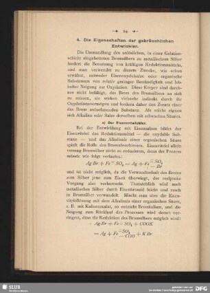 4. Die Eigenschaften der gebräuchlichen Entwickler