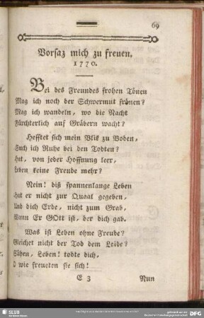 Vorsaz mich zu freuen