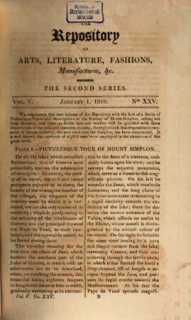 The Repository of arts, literature, fashions, manufactures, &c. 5. 1818 = Nr. 25 - 30