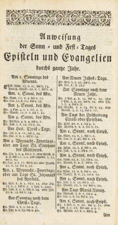 Anweisung der Sonn- und Fest-Tages Episteln und Evangelien durchs gantze Jahr.