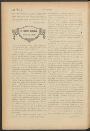 El teatro nacional : (Carnet de un cronista)