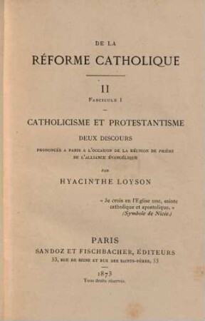 De la Réforme Catholique. II