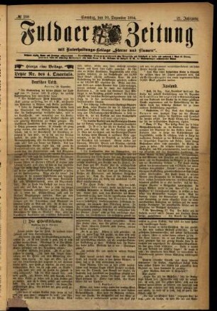 Erste Ausgabe vom Sonntag, den 30. Dezember 1894.