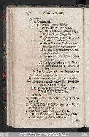 Articulus XV. De Poenitentia Et Conversione.