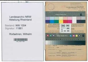 Entnazifizierung Wilhelm Rixfaehren , geb. 18.10.1895 (Postassistent)