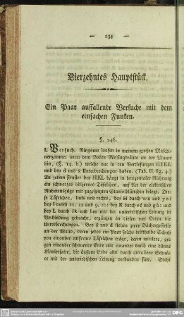Vierzehntes Hauptstück. Ein paar auffallende Versuche mit dem einfachen Funken