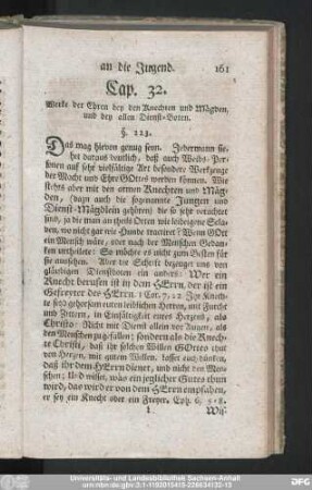 Cap. 32. Werke der Ehren bey den Knechten und Mägden, und bey allen Dienst-Boten.