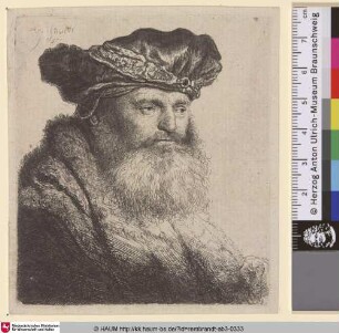 [Bärtiger Mann mit samtigem Barett und Edelstein-Agraffe; Bearded Man in a Velvet Cap with a Jewel Clasp; Vieillard à barbe carrée]