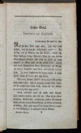 Erster Brief. Lovelace an Belford. - Dritter Brief. Lovelace an Belford.