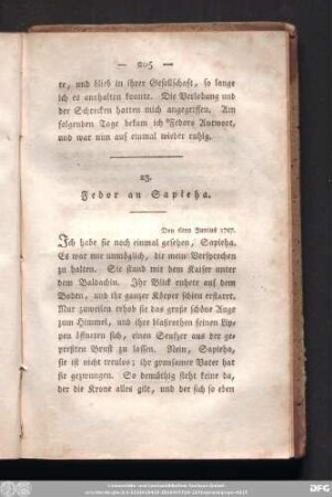 23. Fedor an Sapieha. Den 6ten Junius 1727.