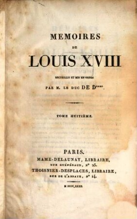 Mémoires de Louis XVIII. 8