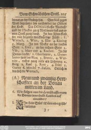 (A.) Neun und zwantzig Herrschafften an der Donau mitten im Land.