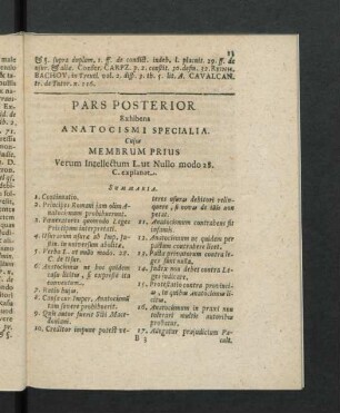 Pars Posterior Exhibens Anatocismi Specialia.