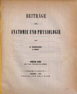 Beiträge zur Anatomie und Physiologie, 4. 1869
