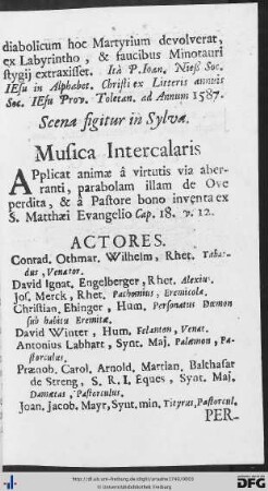 Actores; Personae Musicae.
