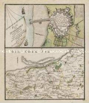 Plan von Dünkirchen. Mit einer Umgebungskarte